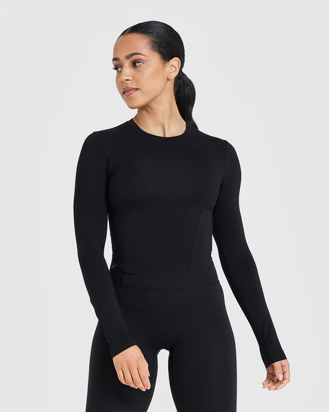 Mellow Soft Mid Long Sleeve Top | Black