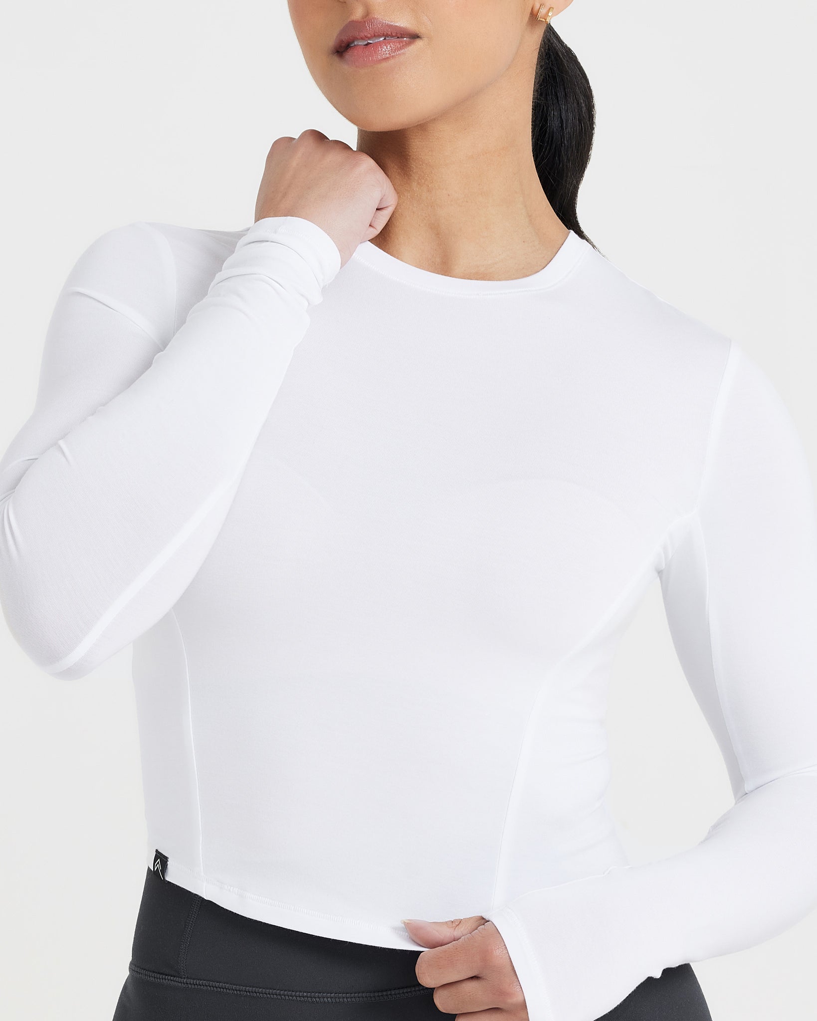 Tight White Long Sleeve Shirt Women s Mid Length Oner Active US Tight White Long Sleeve Shirt Women s Mid Length Oner Active US