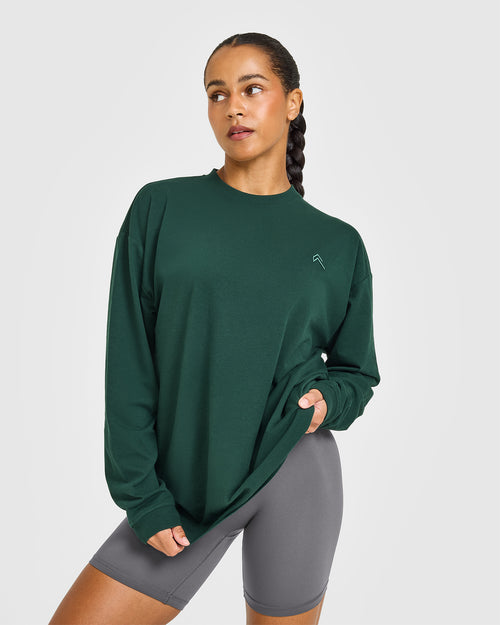 Classic Oversized Lightweight Long Sleeve Top | Racing Green
