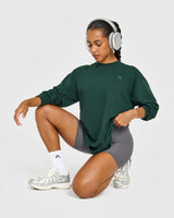 Classic Oversized Lightweight Long Sleeve Top | Racing Green