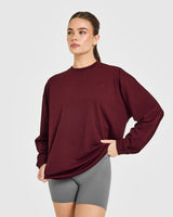 Classic Oversized Lightweight Long Sleeve Top | Rosewood