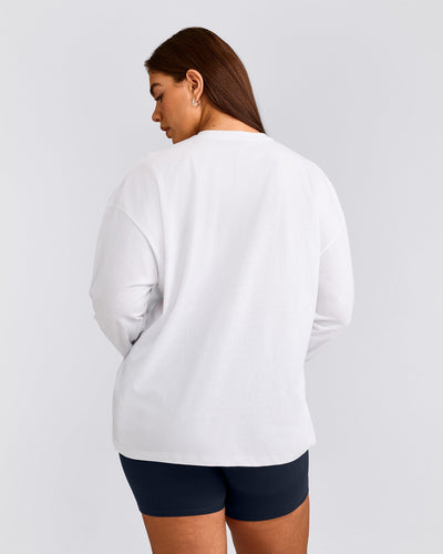 Classic Oversized Lightweight Long Sleeve Top | White