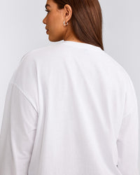 Classic Oversized Lightweight Long Sleeve Top | White