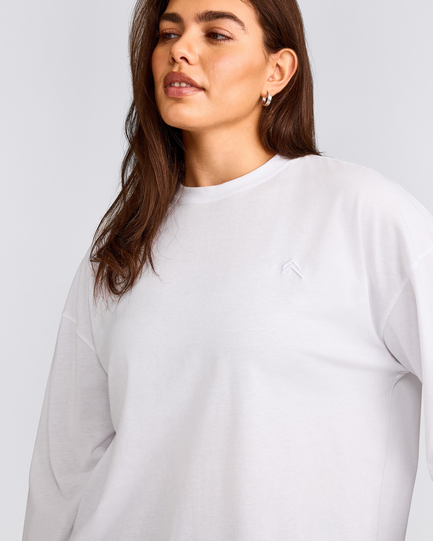 Classic Oversized Lightweight Long Sleeve Top | White