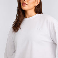 Classic Oversized Lightweight Long Sleeve Top | White