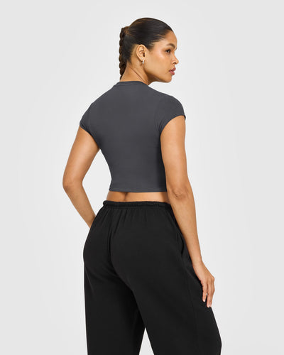 Cotton Baby T-Shirt with Grey Logo | Coal