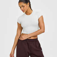 Cotton Baby T-Shirt with Grey Logo | Light Grey Marl