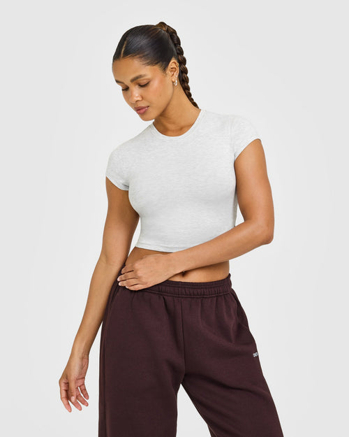 Oner Modal Cotton Baby T-Shirt with Grey Logo | Light Grey Marl