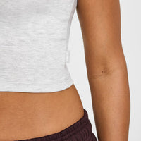 Cotton Baby T-Shirt with Grey Logo | Light Grey Marl