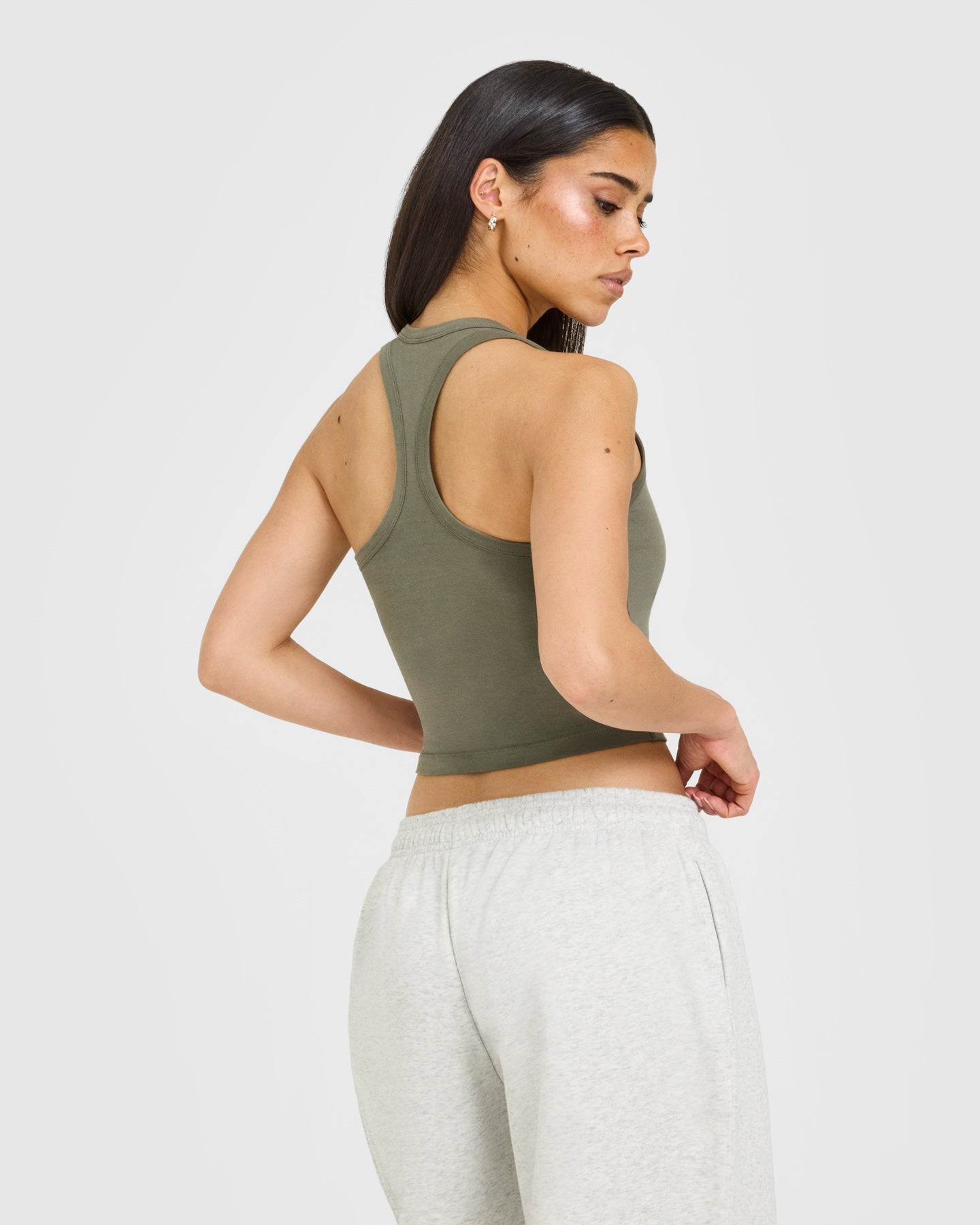 Cotton Fitted Mid Vest with Grey Logo | Alpine Green