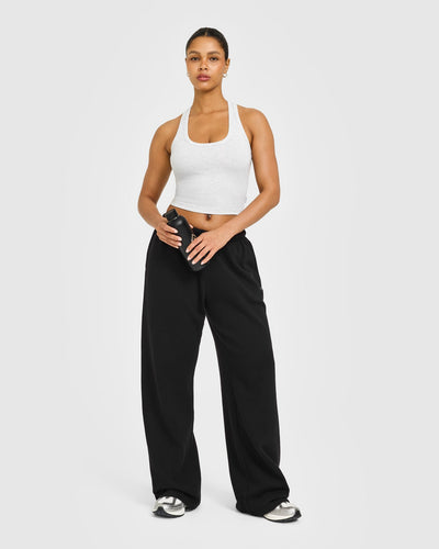 Cotton Fitted Mid Vest with Grey Logo | Light Grey Marl