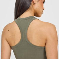 Cotton Fitted Vest with Grey Logo | Alpine Green