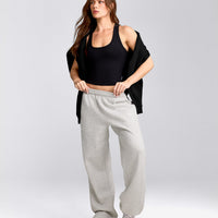 Cotton Fitted Tank Top with Gray Logo | Black