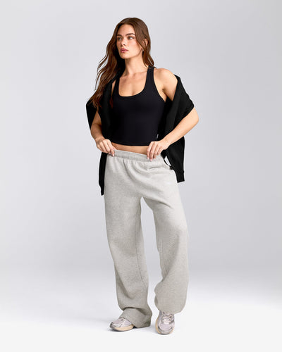 Cotton Fitted Tank Top with Gray Logo | Black