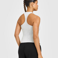 Cotton Fitted Vest with Grey Logo | Light Grey Marl