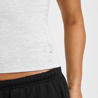 Cotton Fitted Vest with Grey Logo | Light Grey Marl