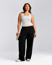 Cotton Fitted Tank Top with Gray Logo | Light Gray Marl