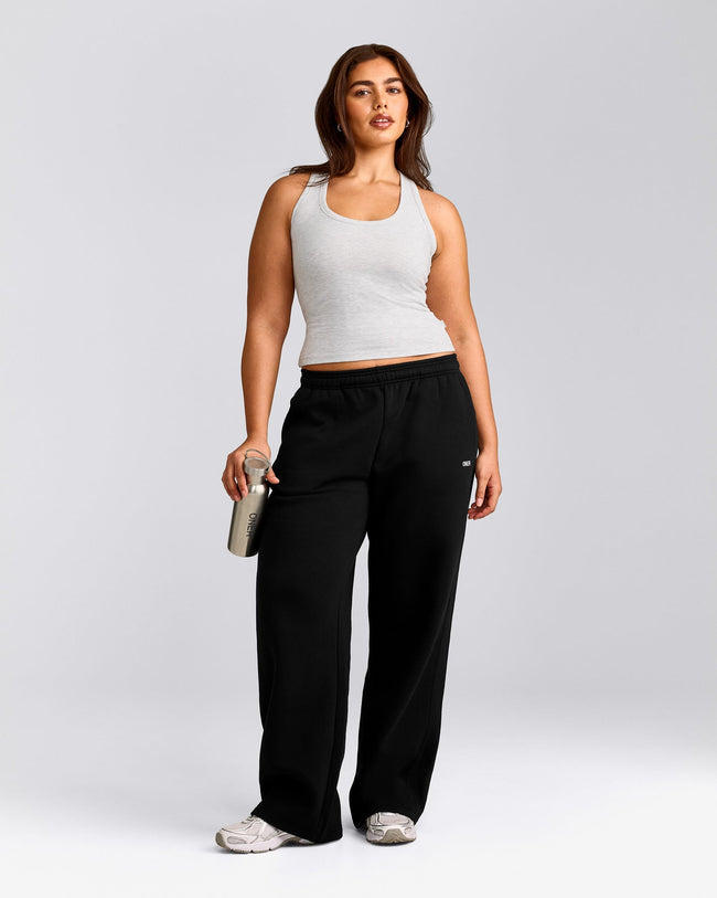 Cotton Fitted Tank Top with Gray Logo | Light Gray Marl