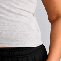 Cotton Fitted Tank Top with Gray Logo | Light Gray Marl