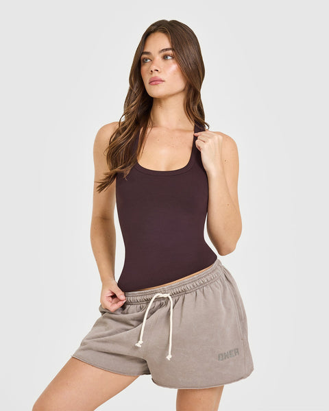 Cotton Fitted Tank Top in Plum Brown | Oner Active US