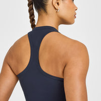 Cotton Fitted Vest with Grey Logo | True Blue