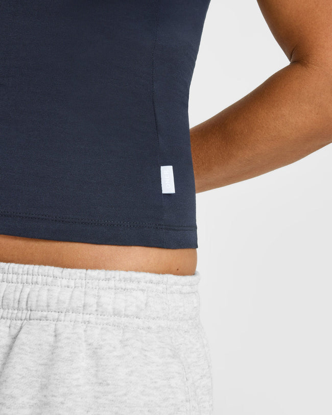 Cotton Fitted Vest with Grey Logo | True Blue