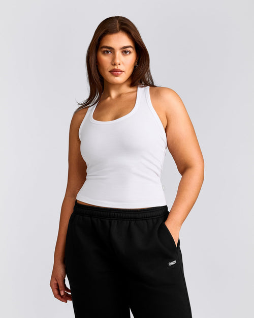 Cotton Fitted Tank Top | White