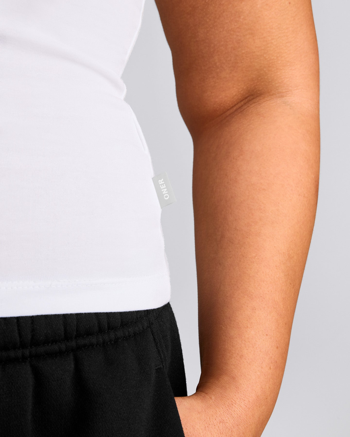 Cotton Fitted Tank Top with Gray Logo | White