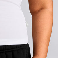 Cotton Fitted Tank Top with Gray Logo | White