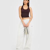 Cotton Fitted Mid Vest with Grey Logo | Plum Brown