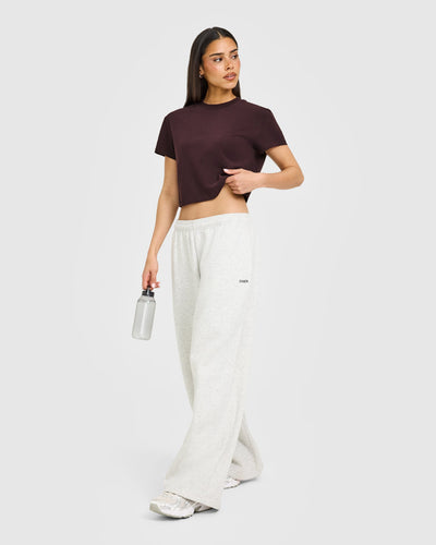 Cotton Relaxed T-Shirt with Grey Logo | Plum Brown