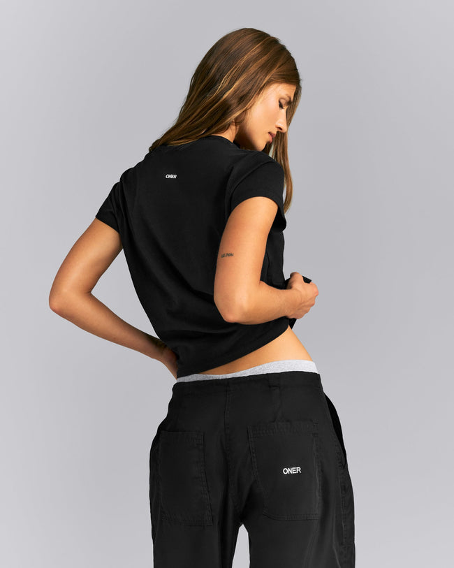 Regular Cotton Short Sleeve T-Shirt | Black