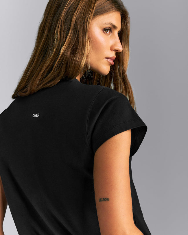 Regular Cotton Short Sleeve T-Shirt | Black
