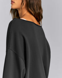 Cotton Vintage Lounge Off-The-Shoulder Sweatshirt | Washed Black