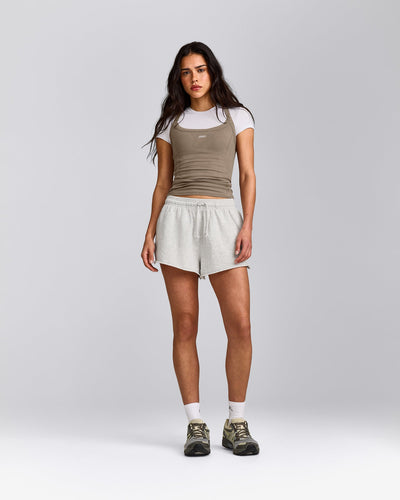 Cotton Vintage Lounge Shorts | Light Gray Marl