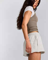 Cotton Vintage Lounge Shorts | Light Gray Marl