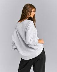 Cotton Vintage Lounge V Neck Sweatshirt | Light Gray Marl