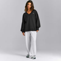 Cotton Vintage Lounge V Neck Sweatshirt | Washed Black