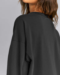 Cotton Vintage Lounge V Neck Sweatshirt | Washed Black