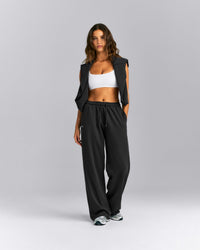 Cotton Vintage Lounge Wide Leg Sweatpants | Washed Black