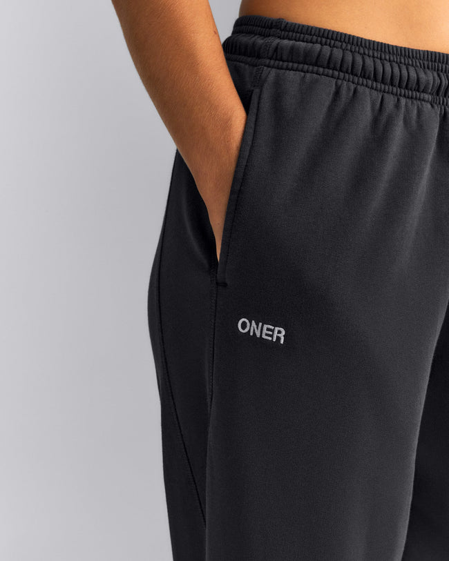 Cotton Vintage Lounge Wide Leg Sweatpants | Washed Black