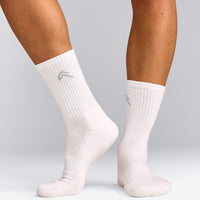 Crew Socks 3 Pack with Gray Logo | White