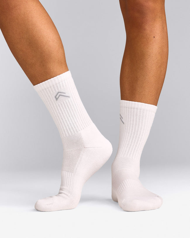 Crew Socks 3 Pack with Gray Logo | White