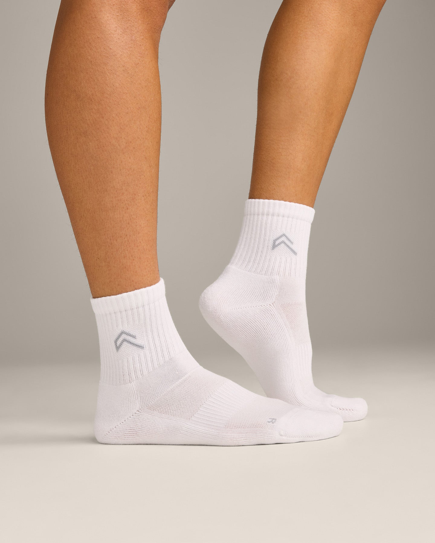 Mid Crew Socks 3 Pack with Gray Logo | White