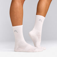 Crew Socks 3 Pack with Gray Logo | White