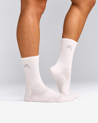 Crew Socks 3 Pack with Gray Logo | White