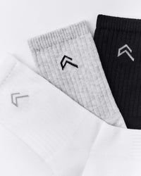Crew Socks 3 Pack | Gray/White/Black