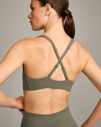 EasyLift™ Cross Back Sports Bra with Gray Logo | Alpine Green