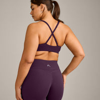 EasyLift™ Cross Back Sports Bra with Gray Logo | Blackberry Purple
