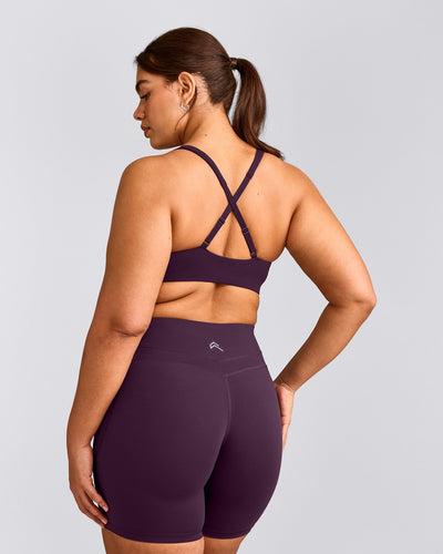 EasyLift™ Cross Back Sports Bra with Gray Logo | Blackberry Purple
